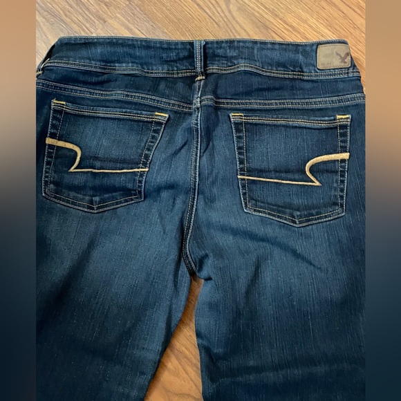 American Eagle Kick Boot Size 12 Dark Blue Mid Rise Aged Jeans. - Picture 2 of 8